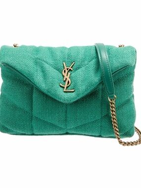 Saint Laurent Toy Puffer Mini Canvas Crossbody Bag Vibrant Basil 🌿 New with COA